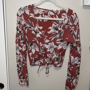 Roxy floral crop long sleeve top size 4